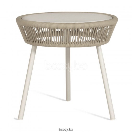Vincent Sheppard Loop tuinsalontafels bijzettafels koffietafels voor buiten terras Dune White Aluminium frame Dune White Touw