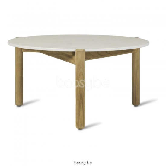 Vincent Sheppard Oda Dia 68 Table ronde de jardin cadre en Teck Non traité dessus de table Céramique Éclats.