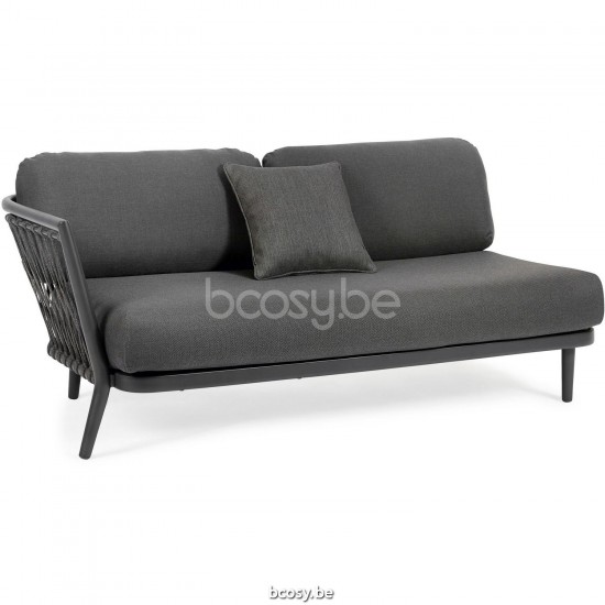 Diphano Diamond Modular right corner double seat cushion set incl. Aluminium Lava Frame Combo Seal Brown - Chestnut Fabric Ro.