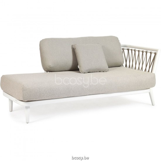 Diphano Diamond Modular linke Ecke Doppelsitzbank Kissen-Set inklusive Aluminium Weiß Gestell Stoff Combo Twisted Linen - Tun.