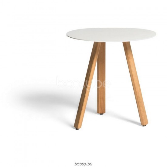 Diphano Easy-Fit side table elite B 42xR (44h) Natural Teak Frame Top Aluminium White.