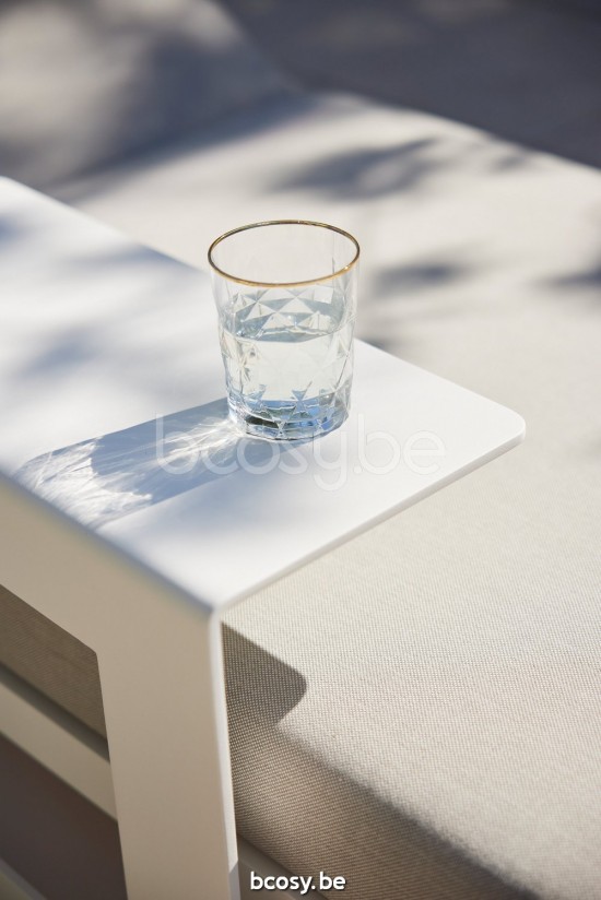 Diphano Easy-Fit tuinsalontafels bijzettafels koffietafels voor buiten terras B (54x26) Aluminium Wit.