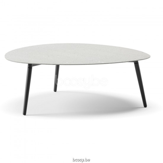 Diphano Ray coffee table organic S 100xR (33,5h) Aluminium Lava Frame Top Ceramic Fossil 9 mm Lay-on.