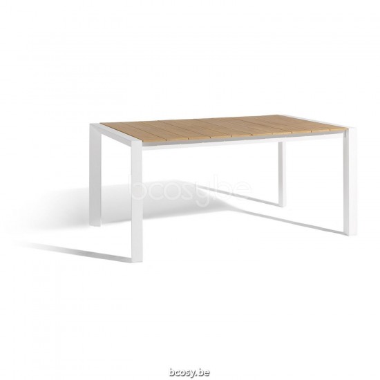 Diphano Alexa extendable table 160-220x96 Aluminium White Frame Top Natural Teak.