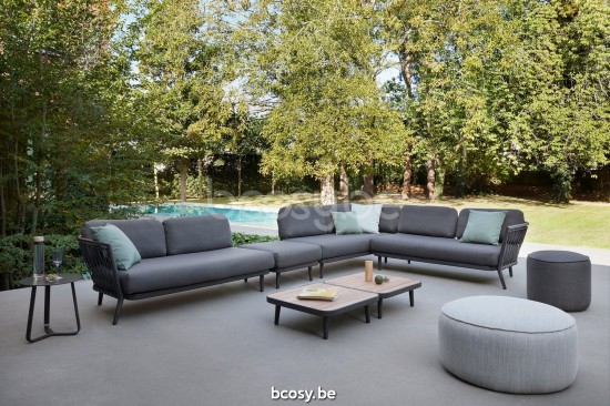 Diphano Diamond Modular tuinsalontafels bijzettafels koffietafels voor buiten terras A teak (68x68) Aluminium Lava.