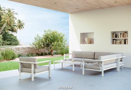 Diphano Cubic Tables basses de jardin à café S (125x65) Aluminium blanc.