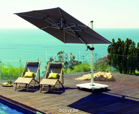 Jardinico JCP302 260x260 Vierkante Vrijhangende Parasol 2,6x2,6 Mast Wit Doek Mooncrest Sunbrella Plus Marine UFJCP.302 CARACTERE.
