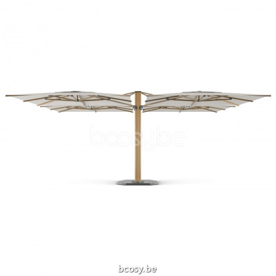 Jardinico CARACTERE JCP501 4x300x300 Quadruple Square Quad Sidepost Combination 4 Free-hanging Floating Parasols 4x3x3 Pole Mast Post Alu Teak Structured Powder Coated Aluminium| Canopy-fabrics Cotton.