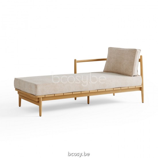 Jardinico NOA Chaise longue arm rechts teak - artichok koord Brulé.