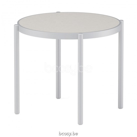  Jardinico VOLTE Runder Garten-beistelltisch Verschachtelt Ø50 Weiß Matt Pulverbeschichtetes Aluminium Ceramic Bianco.