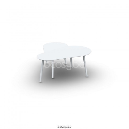 Jati Kebon Amazone Side Table Set Alu White Mat 98X56/78X44.