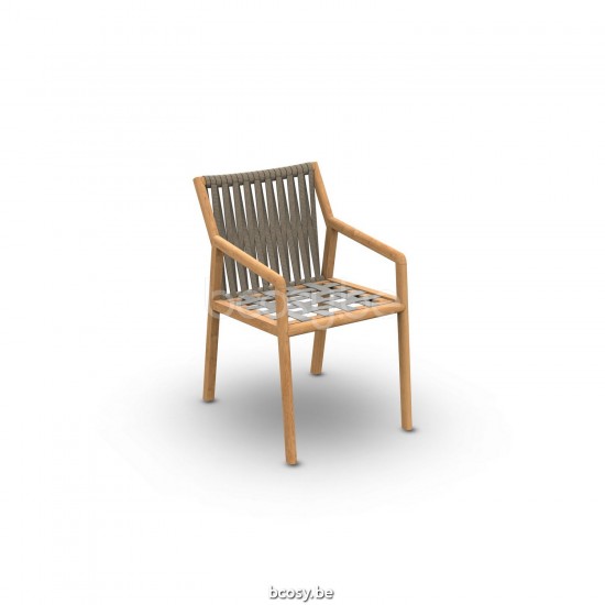 Jati Kebon Ritz Teak Arm Chair Rope Taupe Straight Weaving.