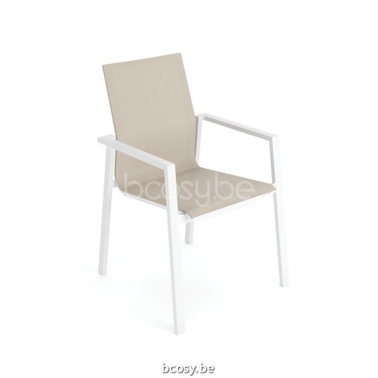 Jati Kebon Beja Chaise de jardin avec accoudoirs Aluminium blanc mat.