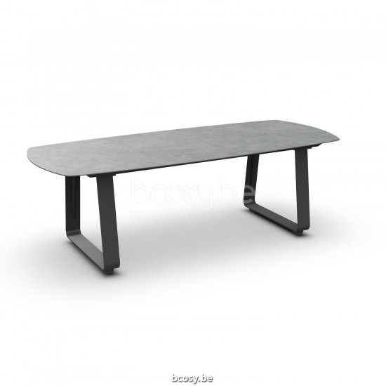 Jati Kebon Elko Dining Table Alu Charcoal Mat Ceramic Boatshape Palladium Grey 12mm 265X100.