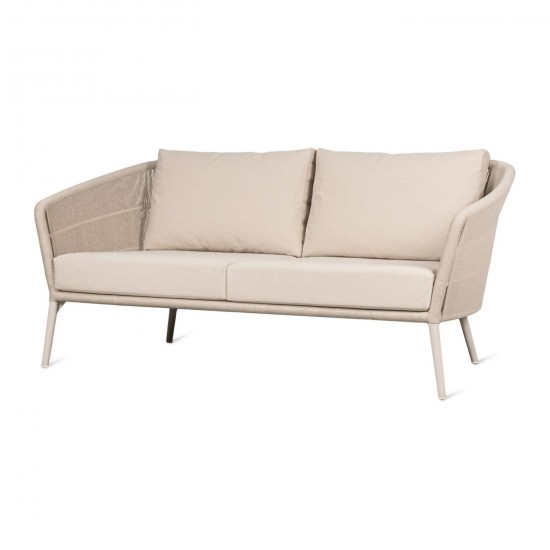 Vincent Sheppard Akari salons de jardin détente 3places cadre en Aluminium Blanc dune Corde Flax Polypropylène.