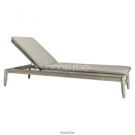 Vincent Sheppard David lits de jardin bain de soleil Fauteuils de relaxation chaises longues Cadre en Teck Vieilli Corde Gris