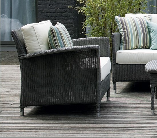 Vincent Sheppard Dovile salons de jardin détente 1 place Lloyd Loom Gris Quartz.