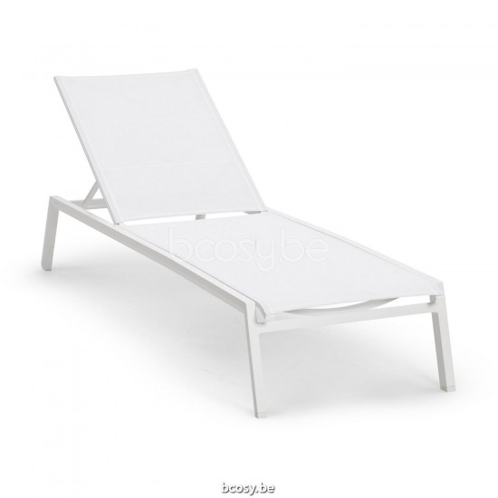 Diphano Selecta Chaise longue empilable à roulettes Cadre Aluminium blanc Tissu Couche unique Batyline blanc.