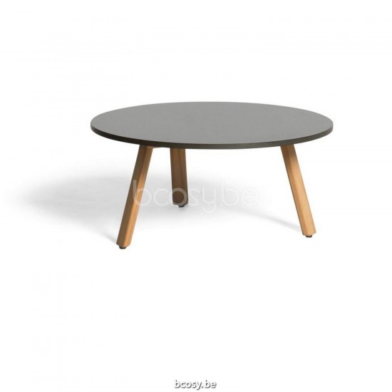 Diphano Easy-Fit table d'appoint elite A 60xR (28h) Cadre Teck naturel Dessus Céramique Sable 9 mm incrusté.