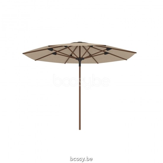 Jardinico AMALFI 300XR Runder Ampelschirm Strukturiertes Teakholz Aluminium Mast Stoff Latte Sunbrella.