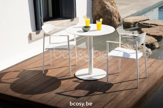 Jardinico KUDOS BISTRO Table De Bistro Bistrot Rond Ø80 Aluminium Thermolaqué En Blanc Mat.