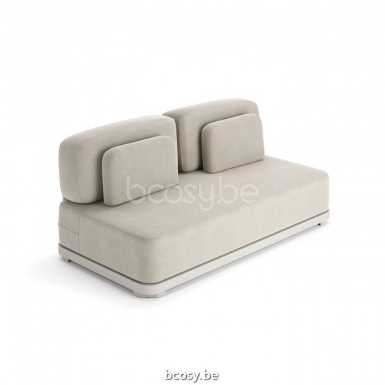 Jati Kebon Durbuy Sofa 2-Sitzer Sandmattes Aluminium.