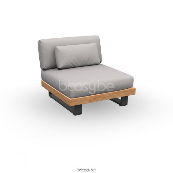 Jati Kebon Truro Lounge Base 1-Seat Alu Charcoal Mat/Teak.