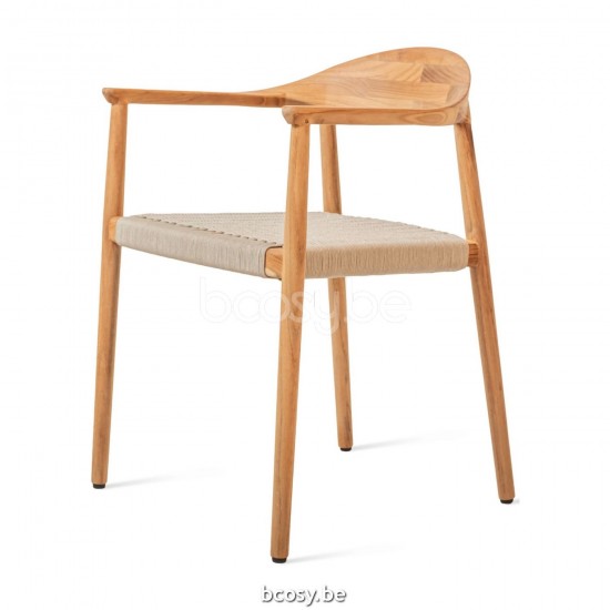 Vincent Sheppard Vincent Sheppard Fika Dining Armchair Untreated Teak frame Flax Rope Polypropylene.