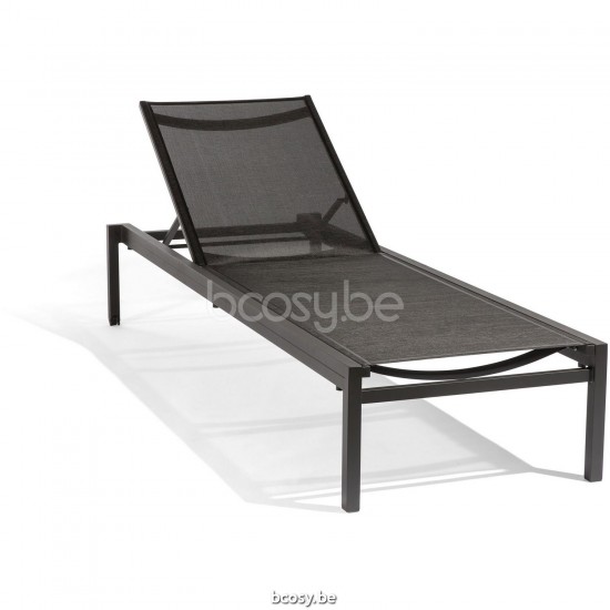 Diphano Alexa Chaise longue empilable à roulettes Cadre Aluminium Lava Tissu Textylène noir.