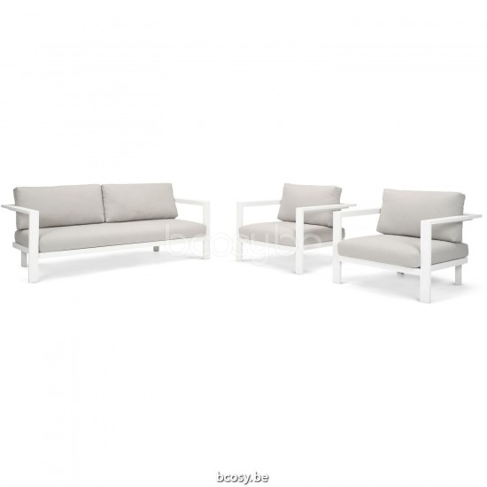 Diphano Cubic Stackable combo (2x lounge chair + 2,5-seater) Aluminium White Frame.