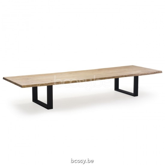 Jardinico NATURE Rectangular Low Garden Outdoor Dining Table Black Powder Coated Aluminium Teak.