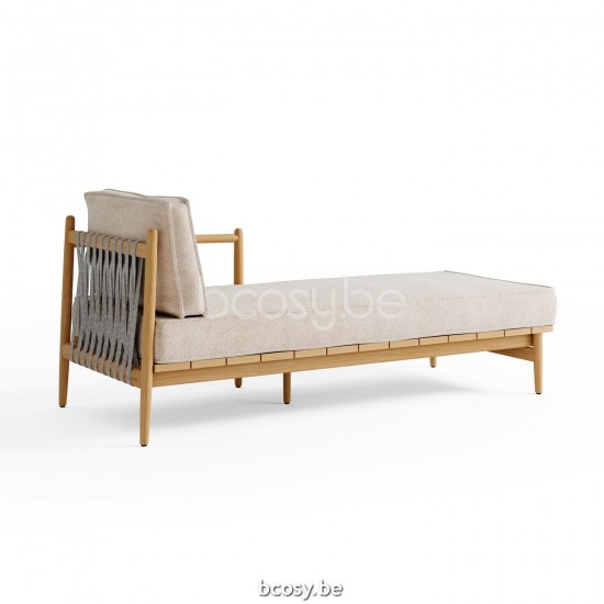  Jardinico NOA Chaise Longue Linker Arm Teakholz - Schnur Artischock Brulé.