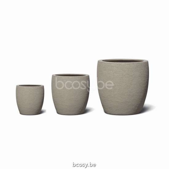 Jardinico TERRA Dôme Ronde Plantenpot ø 45 x 45 cm + ø 61 x 61 cm + ø 83 x 82 cm Terra Dôme Aardewerk set Sabbia.