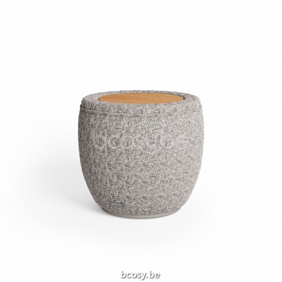 Jardinico TONDO Ronde Bijzettafel Ø45 Linnen alu - Seal touw Teak.