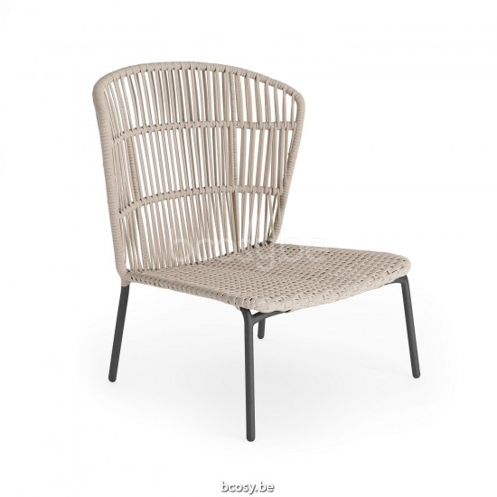 Jati Kebon Lima Deep Seating High Back Chair Alu Charcoal Mat Line Weaving Beige Uni.