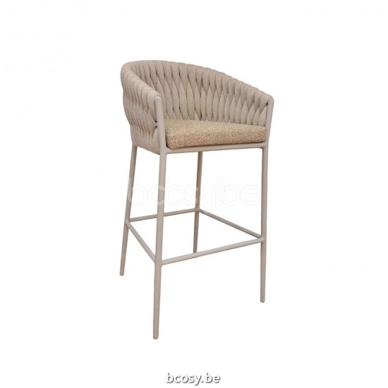 Jati Kebon Fortuna Socks Bar Chair With Arms Alu Dune Mat Socks Linnen CrissCross Weaving Cushion Fabric Sunproof Jalousie Be