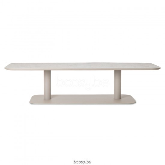 Vincent Sheppard Kodo Garten Beistelltisch 129x45 Rahmen aus Dune Weiß Aluminium Tischplatte Portland Keramik.