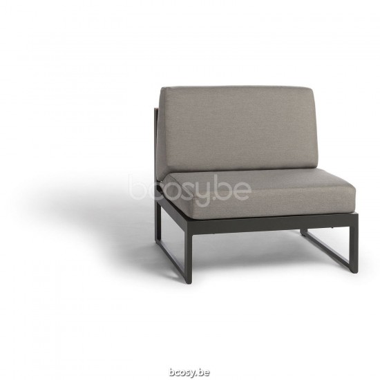 Diphano Landscape Modular petit fauteuil central avec accoudoir en teck Cadre Aluminium Lava Tissu All Weather Brown Mêlé Acc.