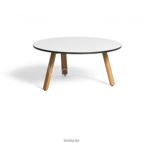 Diphano Easy-Fit table d'appoint elite A 60xR (28h) Cadre Teck naturel Dessus Céramique Graphite incrusté 9-11 mm.