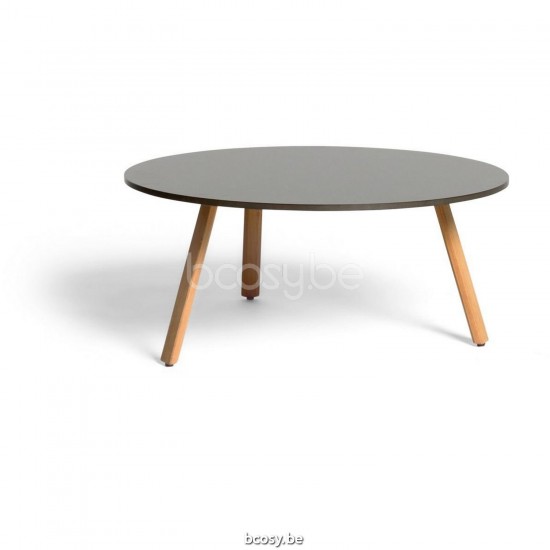 Diphano Easy-Fit table d'appoint elite S 80xR (36h) Cadre Teck naturel Dessus Céramique Sable 9 mm incrusté.