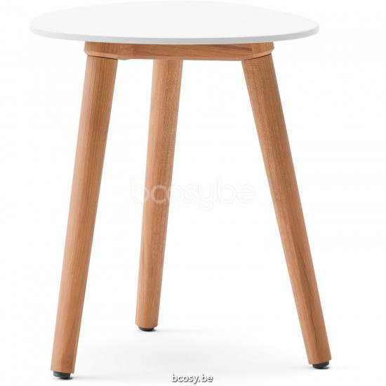 Diphano Ray table basse bio B 42xR (43,5h) Cadre Teck naturel Dessus Aluminium blanc.