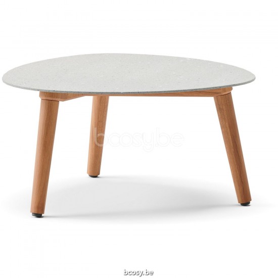 Diphano Ray table basse bio A 60xR (28,5h) Cadre Teck naturel Dessus Céramique Fossile 9 mm imposé.