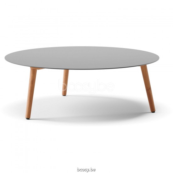 Diphano Ray table basse S 100xR (33,5h) Cadre Teck naturel Dessus Aluminium Lava.