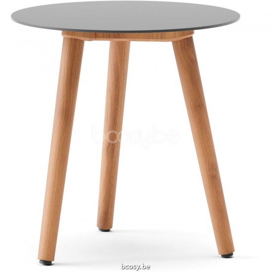 Diphano Ray table basse B 42xR (43,5h) Cadre Teck naturel Dessus Aluminium Lava.