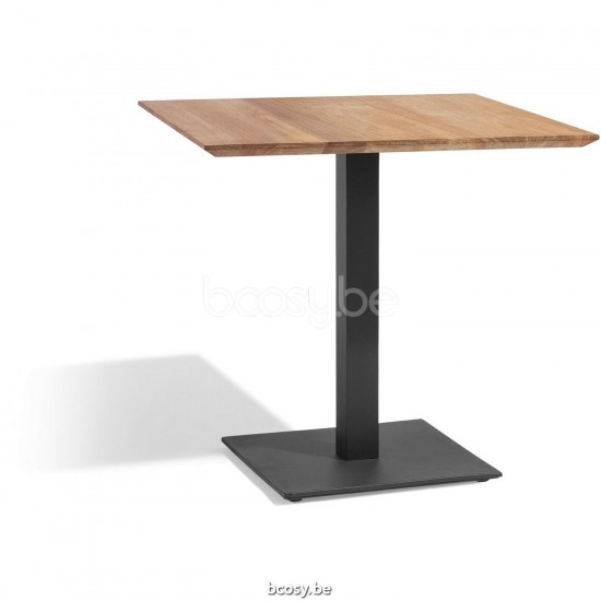 Diphano Alexa table bistro D (75x70) Cadre Aluminium Lava Dessus Teck naturel.