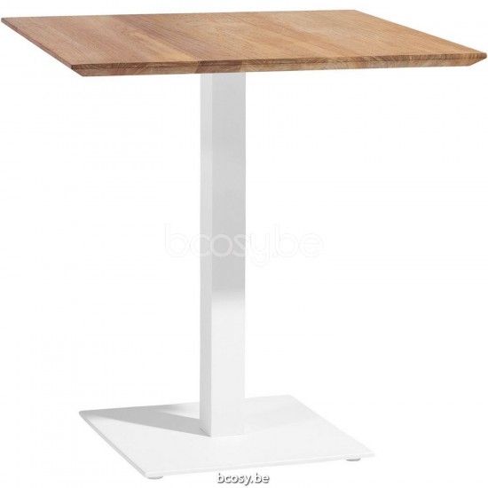 Diphano Alexa table bistro de comptoir M (75x70) Cadre Aluminium blanc Dessus Teck naturel.