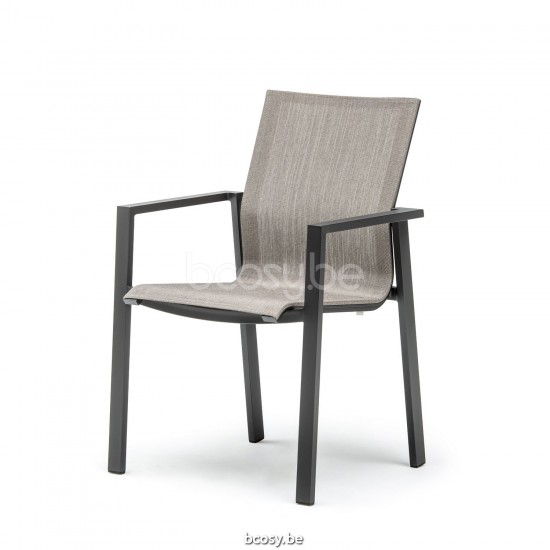 Jati Kebon Beja Stackable Arm Chair Alu Charcoal Mat Batyline Taupe.