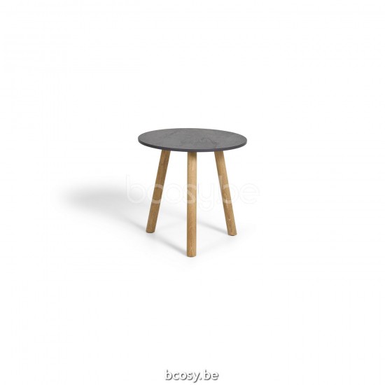 Jati Kebon Ronda Side Table Teak Natural Smooth Ceramic Palladium Grey 12mm D45x44.