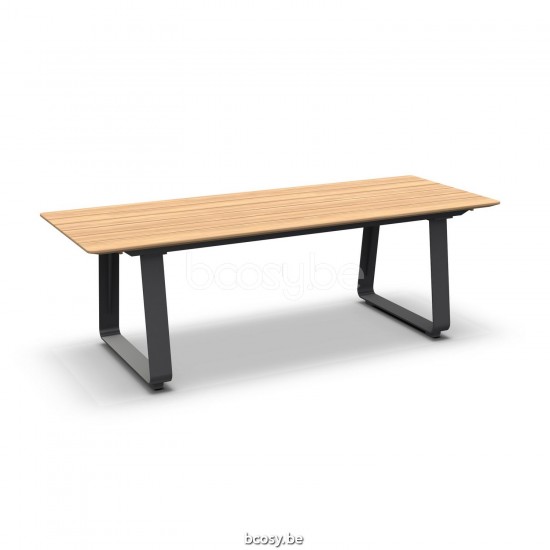 Jati Kebon Elko Dining Table Alu Charcoal Mat Teak Wood 265X90.