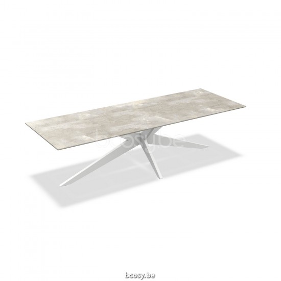 Jati Kebon Yate Dining Table Alu White Mat Ceramic Palladium Grey 12mm 280X100.